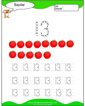 okul öncesi 1 sayısı çizgi çalışması